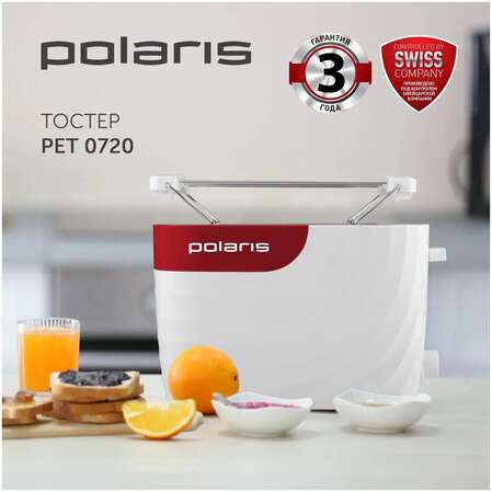 Тостер Polaris PET 0720, белый/красный