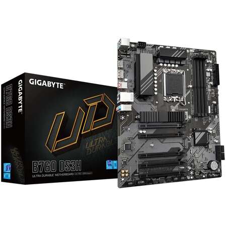 Материнская плата Gigabyte B760 DS3H B760 Socket-1700 4xDDR5, 4xSATA3, RAID, 2xM.2, 5xPCI-E16x, 1xUSB3.2, 1xUSB3.2 Type C, DP, HDMI, Glan, ATX