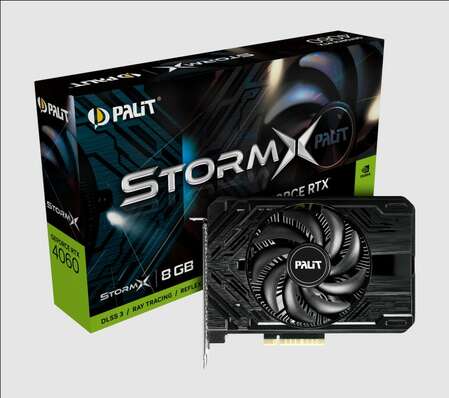 Видеокарта Palit GeForce RTX 4060 8192Mb, StormX 8G (NE64060019P1-1070F) 1xHDMI, 3xDP, Ret