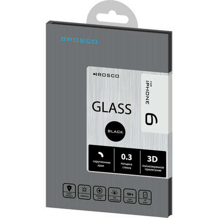 Защитное стекло для Apple iPhone 6\7 Brosco 3D, изогнутое по форме дисплея, с черной рамкой