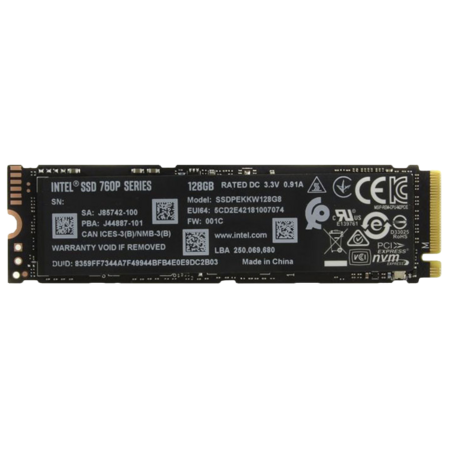 Внутренний SSD-накопитель 128Gb Intel SSDPEKKW128G8 760p-Series M.2 2280 PCIe NVMe 3.0 x4