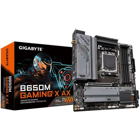 Материнская плата Gigabyte B650M GAMING X AX Socket-AM5 AMD B650 4xDDR5, 4xSATA3, RAID, 2xM.2, 1xPCI-E16x, 3xUSB3.2, 1xUSB3.2 Type C, DP, HDMI, WiFi, 2.5Glan, mATX Ret