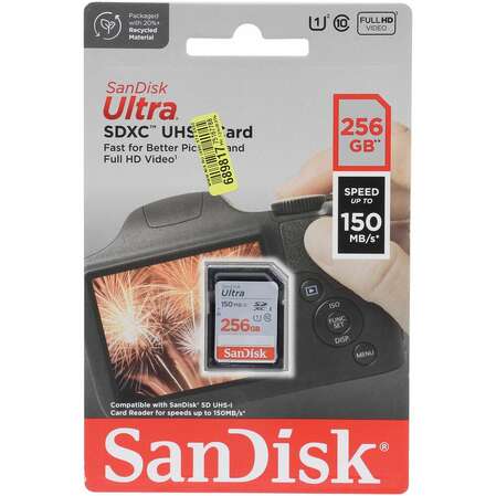 Карта памяти SecureDigital 256Gb Sandisk Ultra SDXC class 10 UHS-I (SDSDUNC-256G-GN6IN)