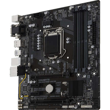 Материнская плата Gigabyte GA-H270M-DS3H H270 Socket-1151 4xDDR4, 6xSATA3, RAID, 1xM.2, 2xPCI-E16x, 4xUSB3.1, D-Sub, DVI, HDMI, Glan, mATX