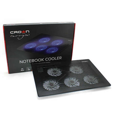 Подставка охлажд. Crown CMLC-1105 для ноутбука до 15,6", 5 вен. 80 мм, silver&blue