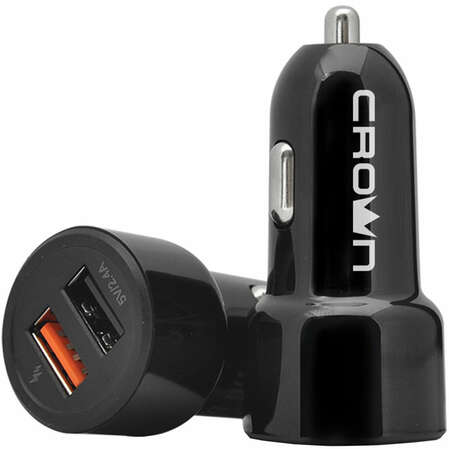Автомобильное зарядное устройство Crown CMCC-3042F (QC 3.0+2.4A) 2xUSB черное 