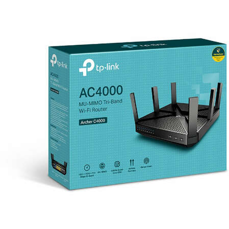 Беспроводной маршрутизатор TP-LINK Archer C4000, 802.11n/ac, 4000(1625 /1625 /750) Мбит/с, 2.4ГГц и 5ГГц, 4xGbLAN, 1xGbWAN, 1xUSB2.0, 1xUSB3.0 