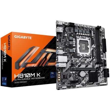 Материнская плата Gigabyte H810M K H810 Soc-1851 2xDDR5, 4xSATA3, RAID, 1хM.2, 1xPCI-E16x, 2xUSB3.2, DP, HDMI, Glan, mATX