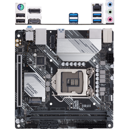 Материнская плата ASUS Prime B460I-Plus B460 Socket-1200 2xDDR4, 4xSATA3, RAID, 1xM.2, 1xPCI-E16x, 4xUSB3.2, DP, HDMI, Glan, mini-ITX