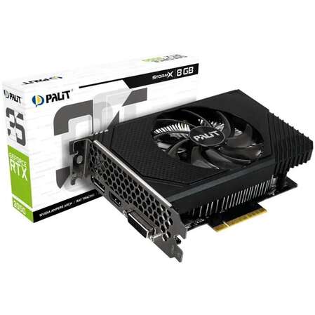 Видеокарта Palit GeForce RTX 3050 8192Mb, StormX V1 8G (NE63050018P1-1070F) 1xDVI-D, 1xHDMI, 1xDP, Ret