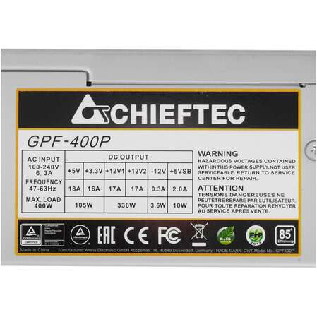 Блок питания 400W Chieftec GPF-400P TFX