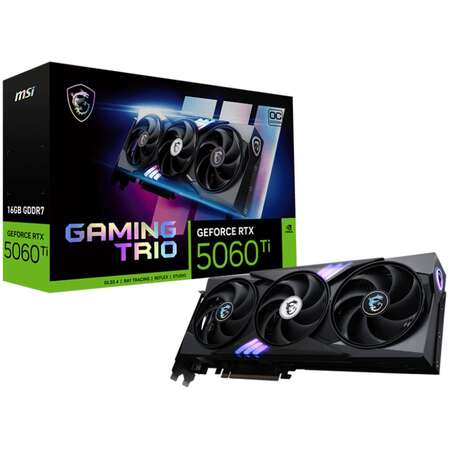Видеокарта MSI GeForce RTX 5060 Ti 16384Mb, Gaming Trio OC 16 Gb (RTX 5060 Ti 16G Gaming Trio OC) 1xHDMI, 3xDP, Ret
