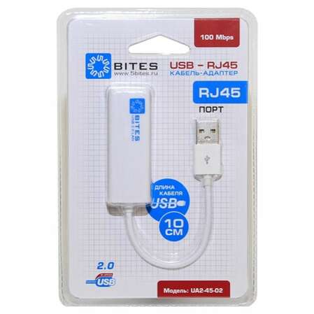 Сетевая карта 5bites UA2-45-02WH USB2.0 - RJ45 (100Mbps) Белый