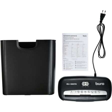 Уничтожитель бумаг Buro Home BU-S601S (секр.Р-1)/ленты/6лист./10лтр./пл.карты