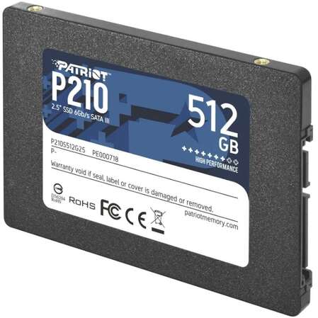 Внутренний SSD-накопитель 512Gb PATRIOT P210 P210S512G25 SATA3 2.5" 