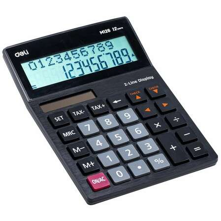 Калькулятор Deli EM126 черный 12-разр.