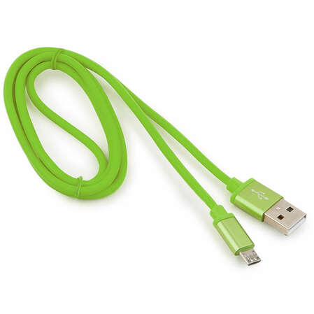 Кабель USB2.0 тип А(m)-microB(5P) 1м. Cablexpert CC-S-mUSB01Gn-1M серия Silver зеленый
