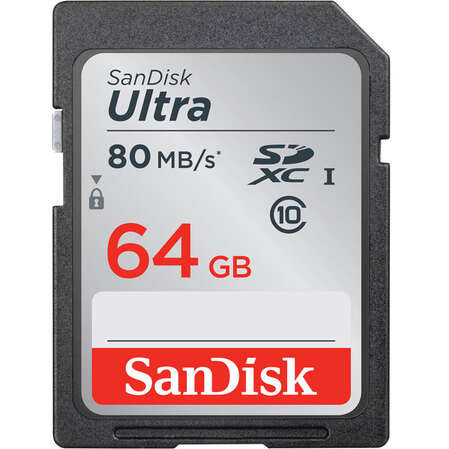 Карта памяти SecureDigital 64Gb SanDisk Ultra SDXC Class 10 UHS-I (SDSDUNC-064G-GN6IN)