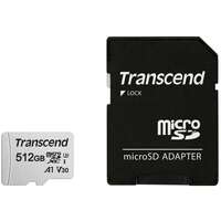 Карта памяти Micro SecureDigital 512Gb Transcend class10 UHS-1 (TS512GUSD300S-A) + SD адаптер