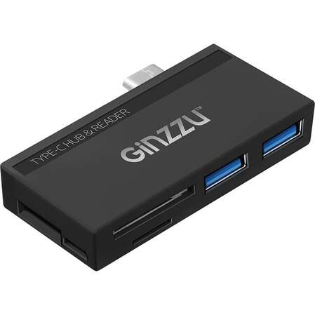 Card Reader внешний GiNZZU, (GR-864UB) Черный Type C 2xUSB3.0+USB2.0+U3:SD/TFx2