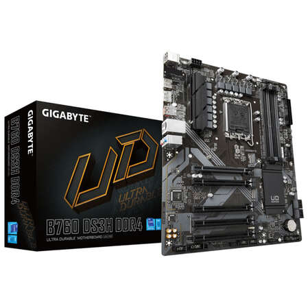 Материнская плата Gigabyte B760 DS3H DDR4 B760 Socket-1700 4xDDR4, 4xSATA3, RAID, 2xM.2, 5xPCI-E16x, 1xUSB3.2, 1xUSB3.2 Type C, DP, HDMI, Glan, ATX