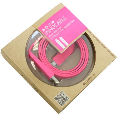 Кабель USB-MicroUSB CoverFace Cable USB (ICM-Pink) плоский, розовый