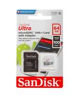 Карта памяти Micro SecureDigital 64Gb SanDisk Ultra microSDXC class 10 UHS-1 (SDSQUNR-064G-GN3MA) + адаптер