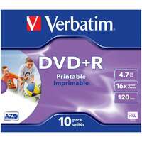 Оптический диск DVD+R диск Verbatim 4,7Gb 16x Jewel Case Printable 10шт (43508)