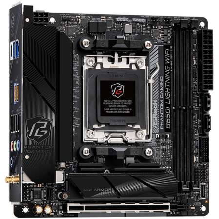 Материнская плата ASRock B650I Lightning WiFi Socket-AM5 AMD B650 2xDDR5, 2xSATA3, RAID, 2xM.2, 1xPCI-E16x, 3xUSB3.2, 1xUSB3.2 Type C, HDMI, WiFi, 2.5Glan, mini-ITX Ret