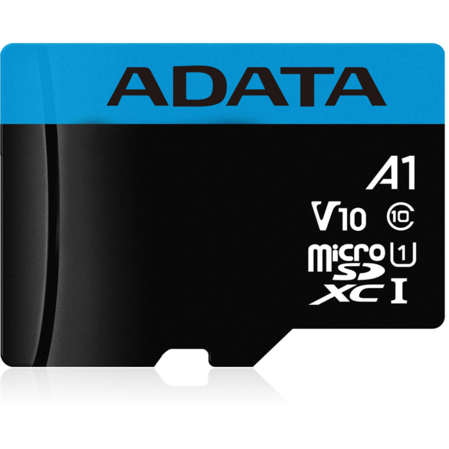 Micro SecureDigital 64Gb A-Data SDHC Class 10 UHS-I A1 (AUSDX64GUICL10A1-RA1) + SD адаптер