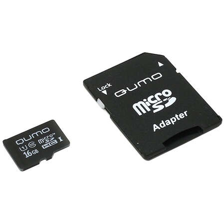 Micro SecureDigital 16Gb HC Qumo class10 UHS I ( QM16GMICSDHC10U1 ) адапрер SD