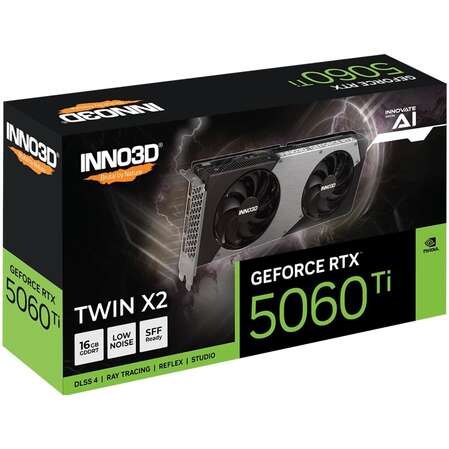 Видеокарта Inno3D GeForce RTX 5060 Ti 16384Mb, Twin X2 16 Gb (N506T2-16D7-191073N) 1xHDMI, 3xDP, Ret