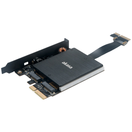 Переходник-конвертер Akasa AK-PCCM2P-04 с радиатором RGB LED для 2xM.2 NGFF M-Type SSD в PCIe 3.0 x4