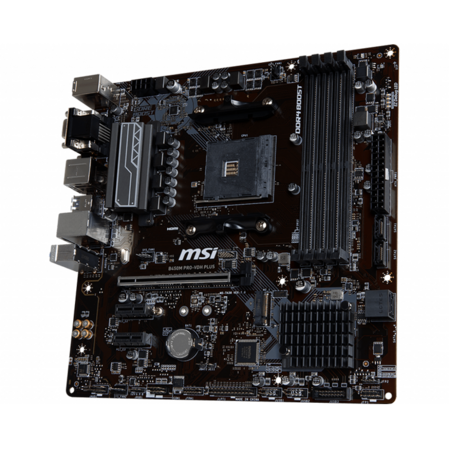 Материнская плата MSI B450M Pro-VDH Plus B450 Socket AM4 4xDDR4, 4xSATA3, RAID, 1xM.2, 1xPCI-E16x, 4xUSB3.1, D-Sub, DVI-D, HDMI, Glan, mATX