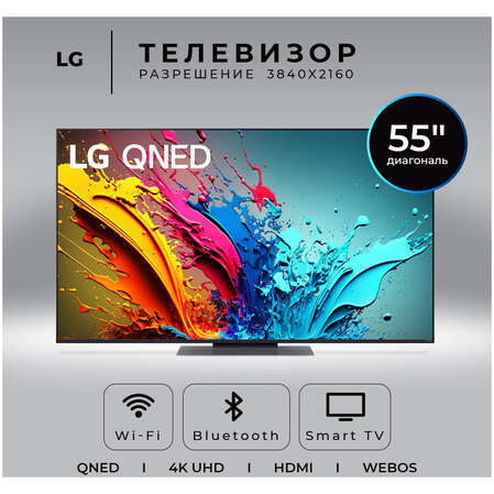 Телевизор 55" LG 55QNED86T6A.ARUG 2024 (4K UHD 3840x2160, Smart TV) черный титан (EAC)