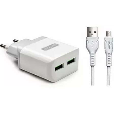 Сетевое зарядное устройство LuxCase QY-15G 2U2+QY-TM micro USB серый\белый