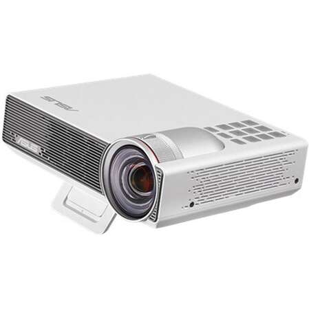 Проектор ASUS P3B (DLP, LED, WXGA 1280x800, 800Lm, 1000:1, HDMI, MHL, USB, MicroSD, 1x2W speaker, WiFi dongel, 3D Ready, led 30000hrs, battery, White, 1,8kg)