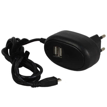 Сетевое зарядное устройство Ginzzu 2.5A, 2xUSB кабель micro USB 1.3 метра, черное