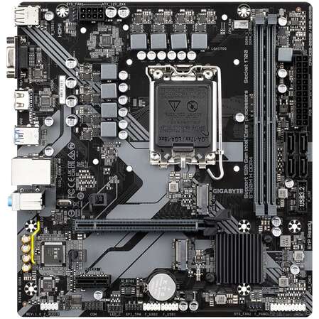 Материнская плата Gigabyte B760M H DDR4 B760 Socket-1700 2xDDR4, 4xSATA3, RAID, 2xM.2, 1xPCI-E16x, 4xUSB3.2, D-Sub, HDMI, Glan, mATX
