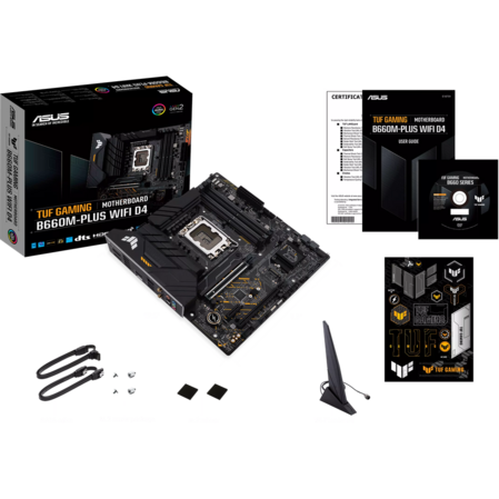 Материнская плата ASUS TUF Gaming B660M-Plus WiFi D4 B660 Socket-1700 4xDDR4, 4xSATA3, RAID, 2xM.2, 2xPCI-E16x, 5xUSB3.2, 1xUSB3.2 Type C, DP, HDMI, WiFi, 2.5Glan, mATX