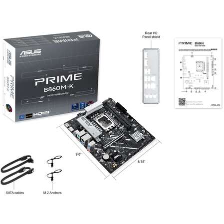 Материнская плата ASUS Prime B860M-K B860 Soc-1851 2xDDR5, 4xSATA3, RAID, 2хM.2, 1xPCI-E16x, 3xUSB3.2, DP, HDMI, 2.5Glan, mATX
