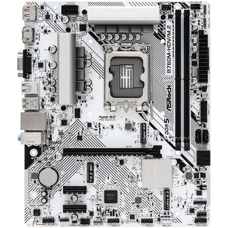 Материнская плата ASRock B760M-HDV/M.2 B760 Socket-1700 2xDDR5, 4xSATA3, RAID, 2xM.2, 1xPCI-E16x, 3xUSB3.2, 1xUSB3.2 Type C, D-Sub, DP, HDMI, 2.5Glan, mATX