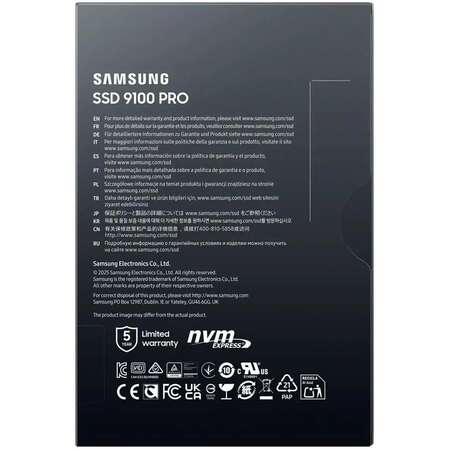 Внутренний SSD-накопитель 4000Gb Samsung 9100 Pro (MZ-VAP4T0BW) M.2 2280 PCI-E 5.0 x4