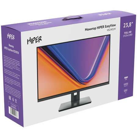 Монитор 24" Hiper HS2401M IPS 1920x1080 5ms HDMI, DisplayPort, VGA