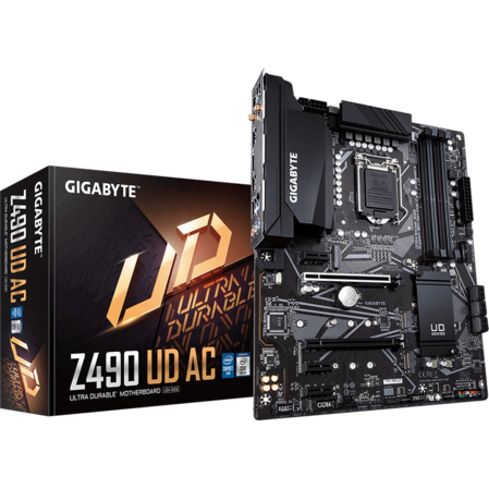 Материнская плата Gigabyte Z490 UD AC Z490 Socket-1200 4xDDR4, 6xSATA3, RAID, 2хM.2, 2xPCI-E16x, 5xUSB3.2, Wi-Fi, HDMI, Glan, ATX