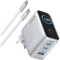 Сетевое зарядное устройство Anker 100W 2C1A LCD B121B 2хUSB-C + USB + Cable серое