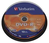 Оптический диск DVD-R диск Verbatim 4,7Gb 16x 10шт. CakeBox (43523)