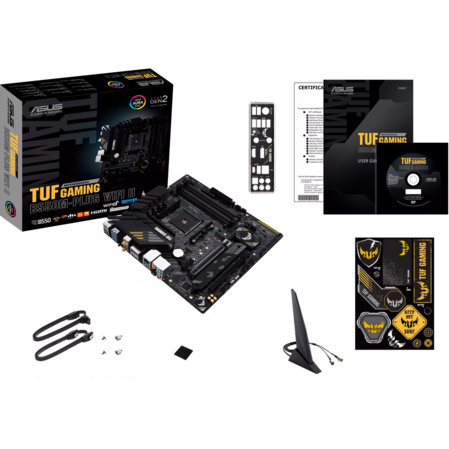 Материнская плата ASUS TUF Gaming B550M-Plus WiFi II B550 Socket AM4 4xDDR4, 4xSATA3, RAID, 2xM.2, 2xPCI-E16x, 5xUSB3.2, 1xUSB3.2 Type C, DP, HDMI, Wi-Fi, 2.5Glan, mATX