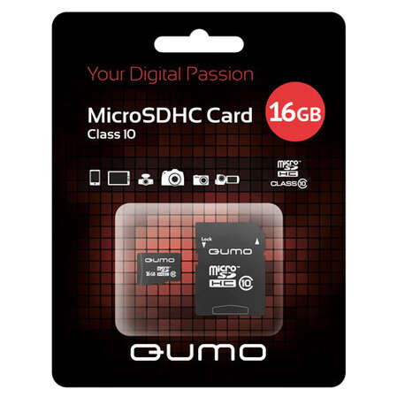 Micro SecureDigital 16Gb HC Qumo class10 ( QM16MICSDHC10 ) адапрер SD