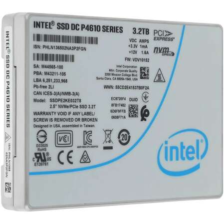 Внутренний SSD-накопитель 3.2Tb Intel DC P4610 SSDPE2KE032T807 2.5" U.2 PCIe NVMe 3.0 x4